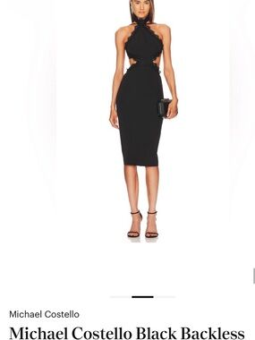 REVOLVE Black Backless Halter Midi Dress